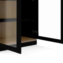 Vetrine > Dmora Mobile vetrina 2 ante 88x36x200h cm nero e noce - Axinte Marrone, Nero Noce