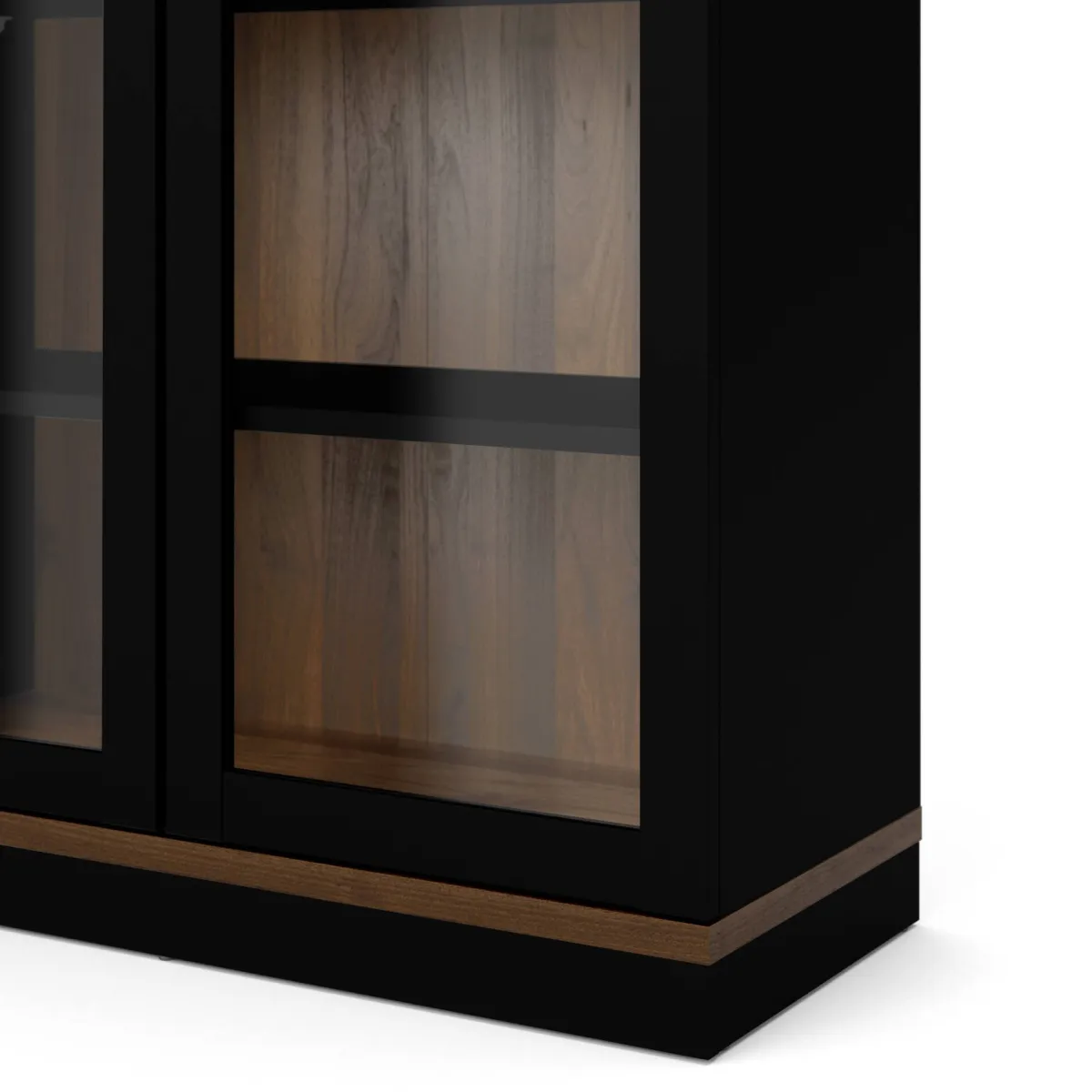 Vetrine > Dmora Mobile vetrina 2 ante 88x36x200h cm nero e noce - Axinte Marrone, Nero Noce