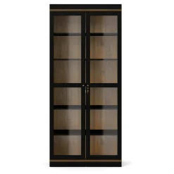 Vetrine > Dmora Mobile vetrina 2 ante 88x36x200h cm nero e noce - Axinte Marrone, Nero Noce