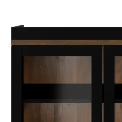 Vetrine > Dmora Mobile vetrina 2 ante 88x36x200h cm nero e noce - Axinte Marrone, Nero Noce