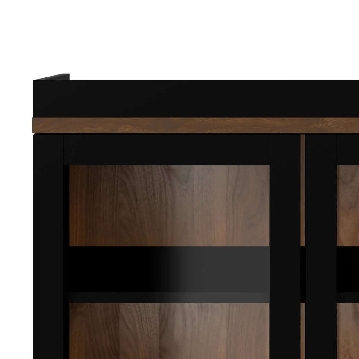 Vetrine > Dmora Mobile vetrina 2 ante 88x36x200h cm nero e noce - Axinte Marrone, Nero Noce