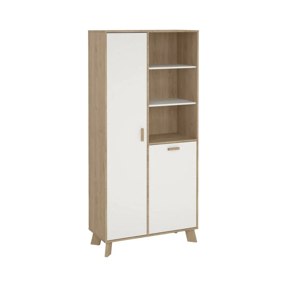 Vetrine > Dmora Mobile vetrina 2 ante 88x39x188h cm rovere e bianco - Mirinae Bianco, Marrone Rovere