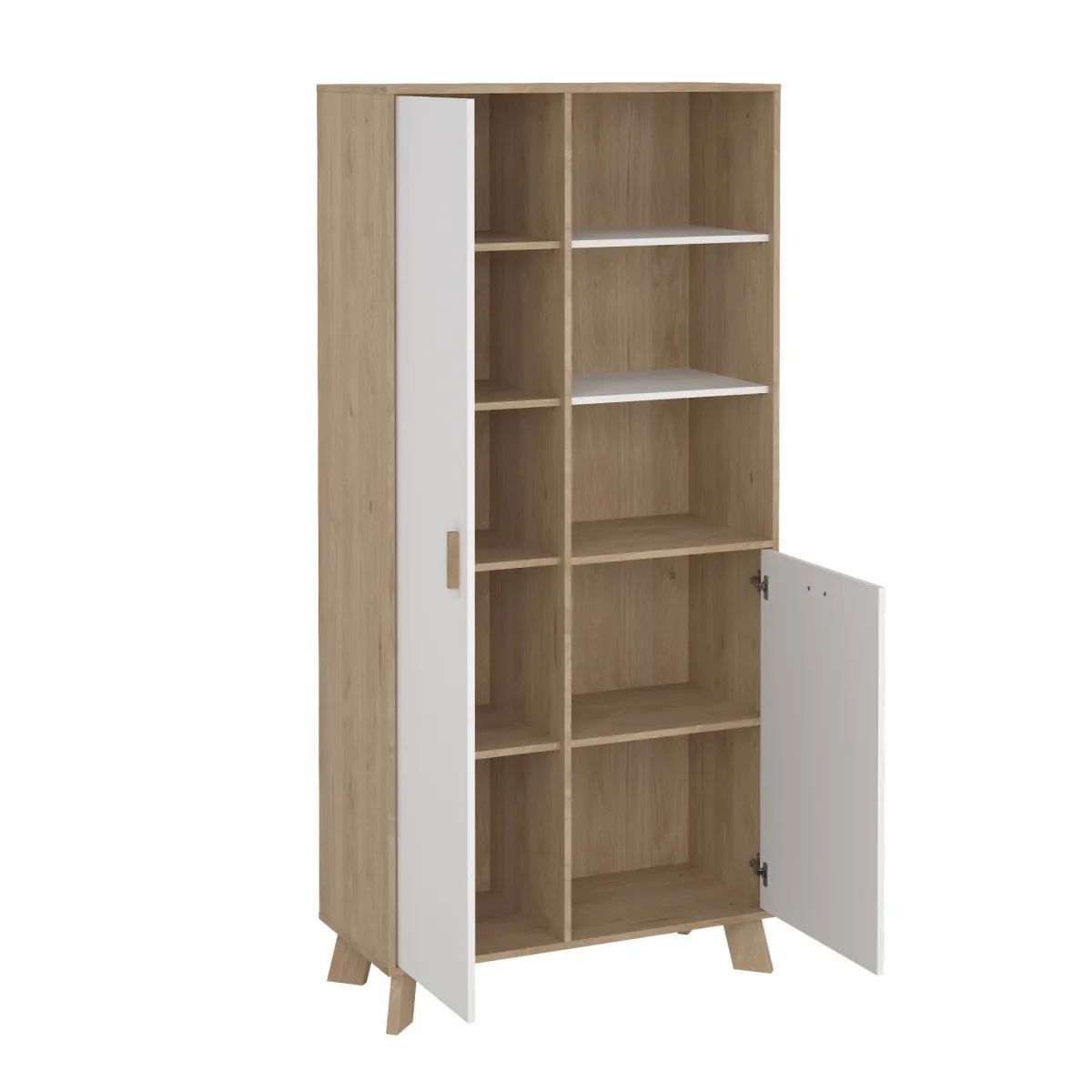 Vetrine > Dmora Mobile vetrina 2 ante 88x39x188h cm rovere e bianco - Mirinae Bianco, Marrone Rovere