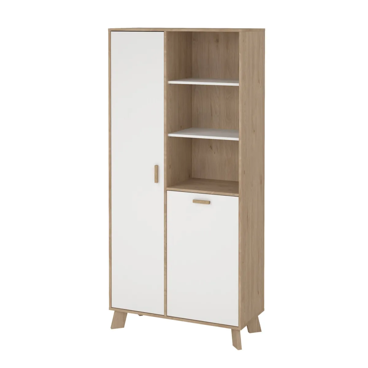 Vetrine > Dmora Mobile vetrina 2 ante 88x39x188h cm rovere e bianco - Mirinae Bianco, Marrone Rovere