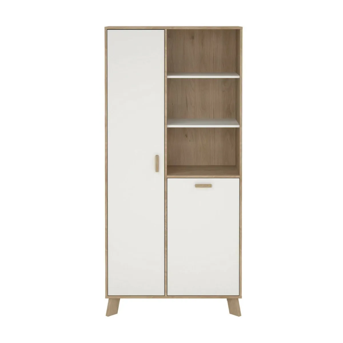 Vetrine > Dmora Mobile vetrina 2 ante 88x39x188h cm rovere e bianco - Mirinae Bianco, Marrone Rovere