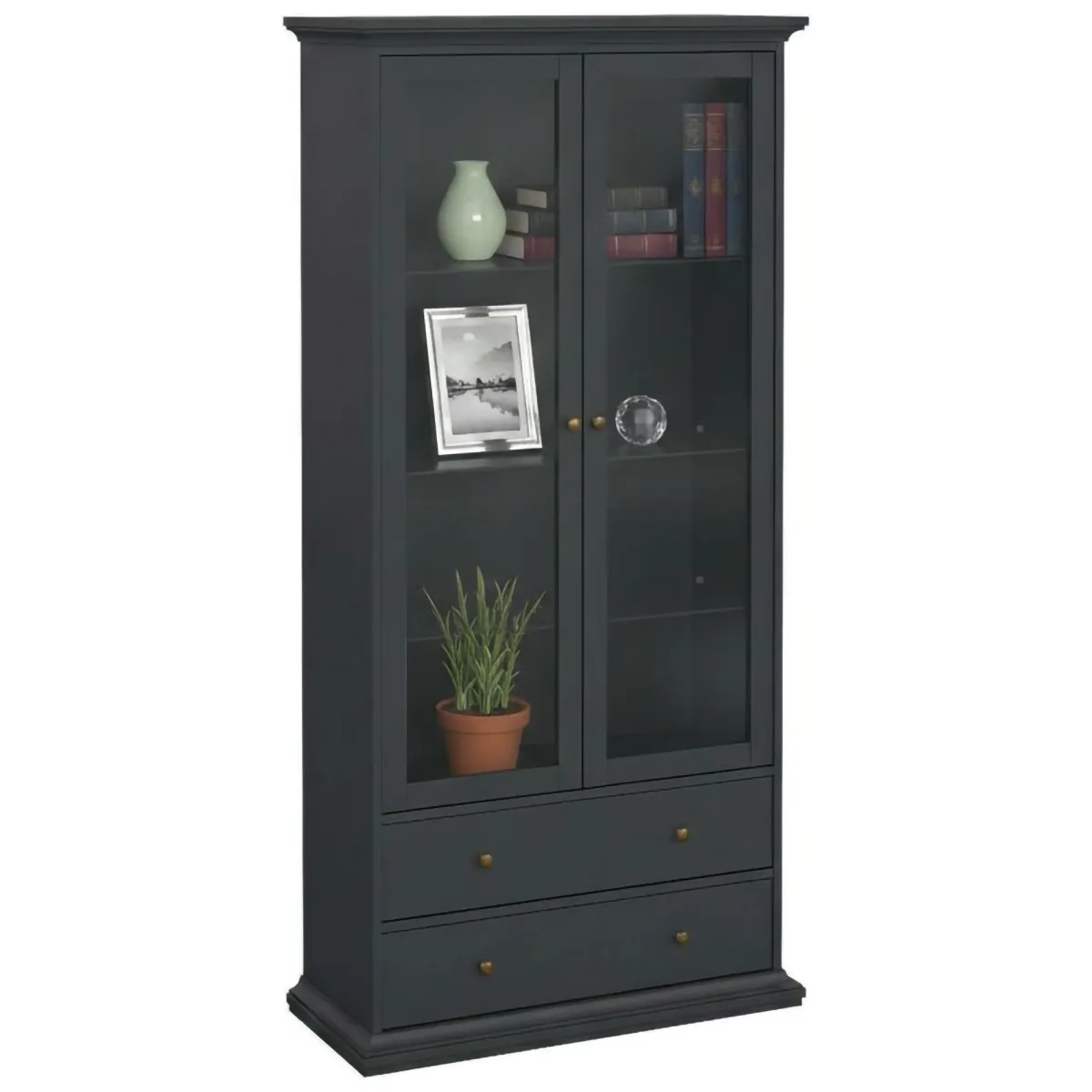 Vetrine > Dmora Mobile vetrina cucina classico 2 ante 96x41x200h cm - Honore Grigio