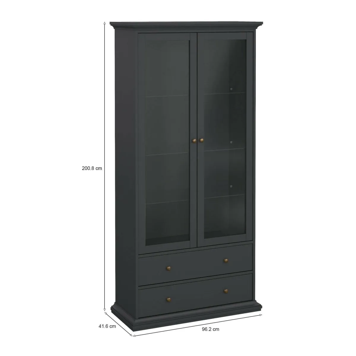 Vetrine > Dmora Mobile vetrina cucina classico 2 ante 96x41x200h cm - Honore Grigio