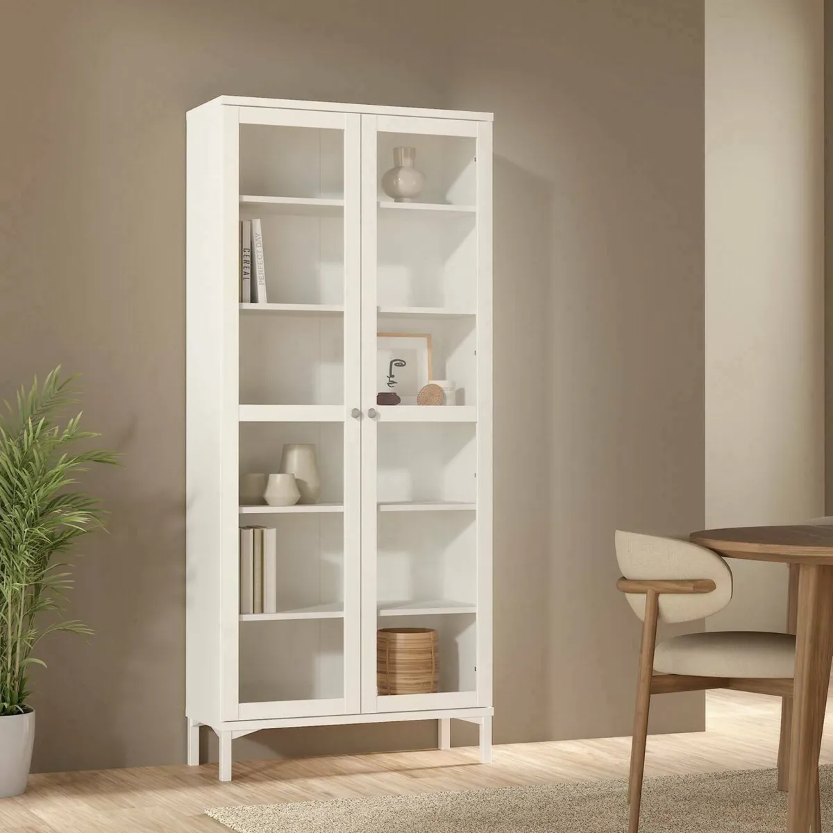 Vetrine > Dmora Mobile vetrina luminoso 2 ante 88x36x202h cm - Wutip Bianco