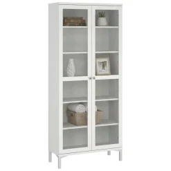 Vetrine > Dmora Mobile vetrina luminoso 2 ante 88x36x202h cm - Wutip Bianco