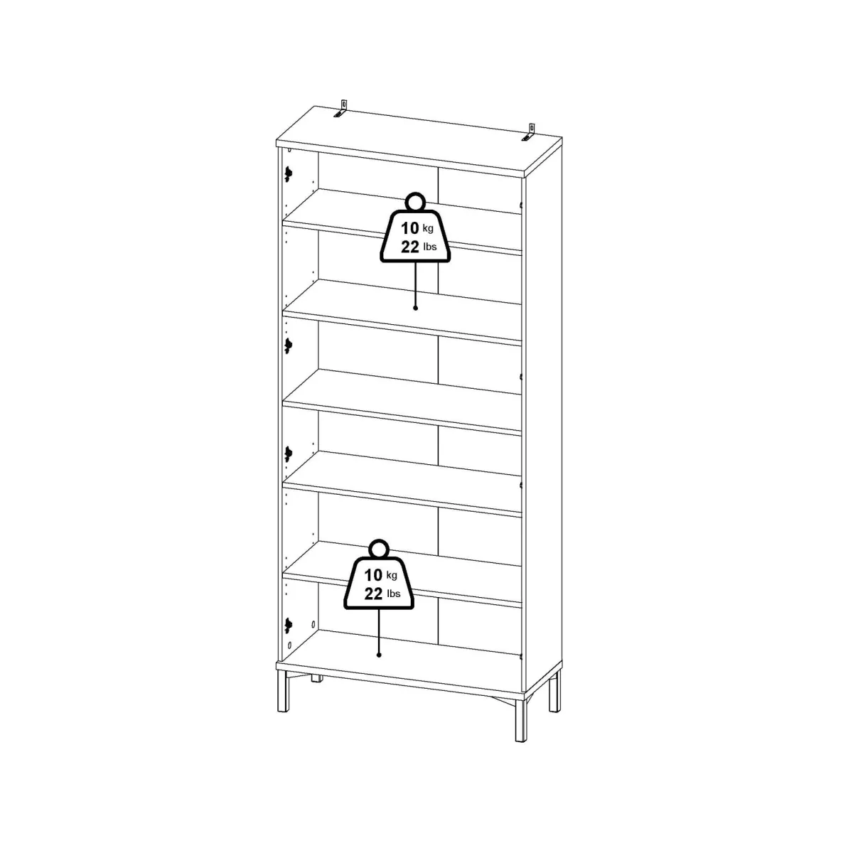 Vetrine > Dmora Mobile vetrina luminoso 2 ante 88x36x202h cm - Wutip Bianco