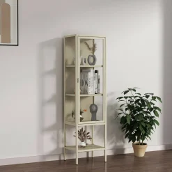 Mobile vetrina minimal in metallo 42x35x160h cm panna - Laces