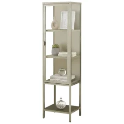 Mobile vetrina minimal in metallo 42x35x160h cm panna - Laces
