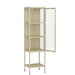 Mobile vetrina minimal in metallo 42x35x160h cm panna - Laces