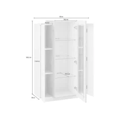 Mobile vetrina salotto 3 ante 80x38x121h cm bianco lucido e cemento - Ablaze