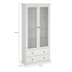 Mobile vetrina vintage 2 ante 96x41x200h cm bianco - Honore