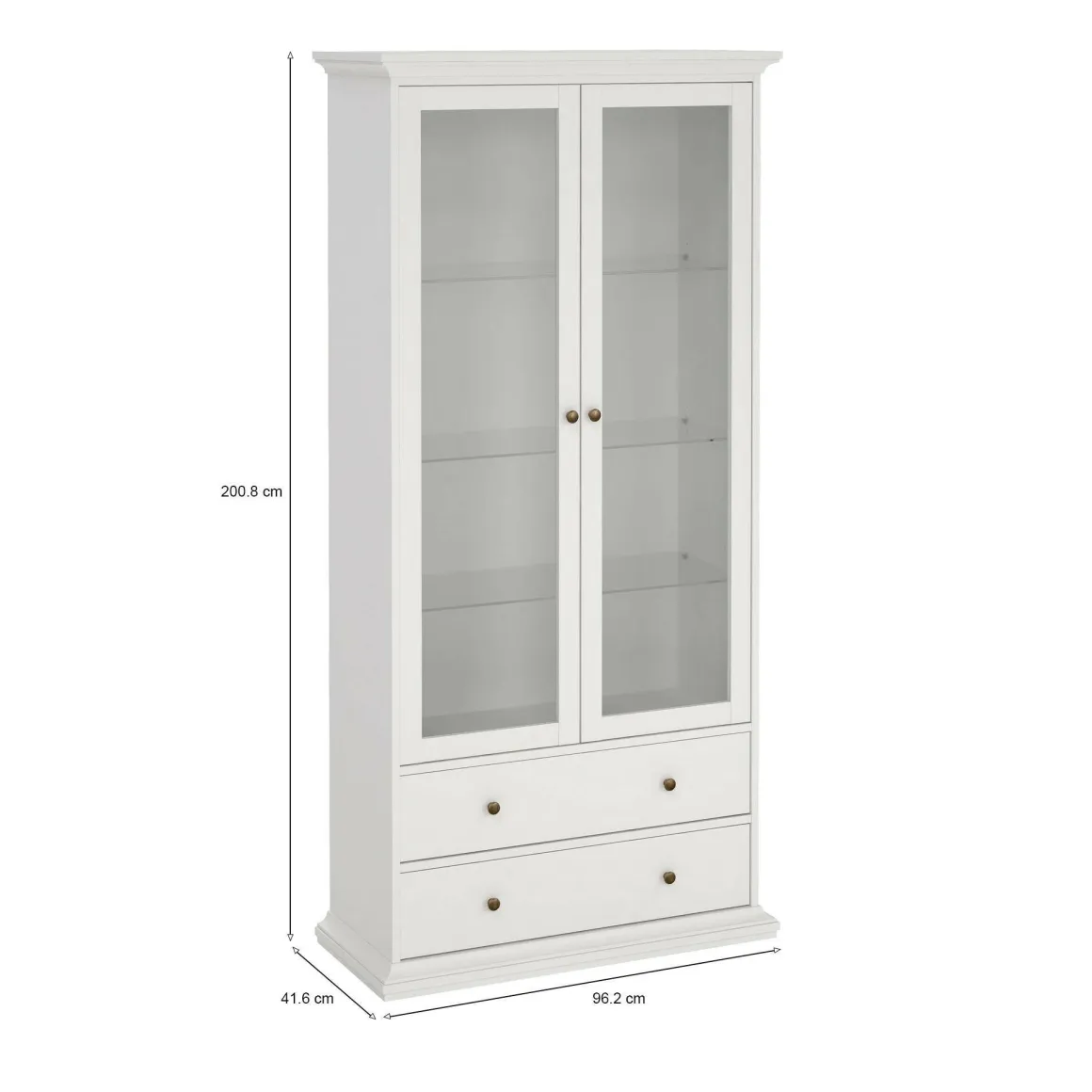 Mobile vetrina vintage 2 ante 96x41x200h cm bianco - Honore