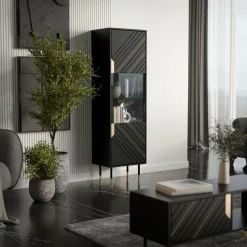 Mobile vetrina 54x40x180h cm nero e oro - Ippoliti