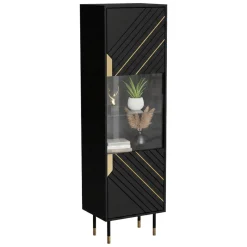 Mobile vetrina 54x40x180h cm nero e oro - Ippoliti