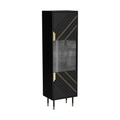 Mobile vetrina 54x40x180h cm nero e oro - Ippoliti
