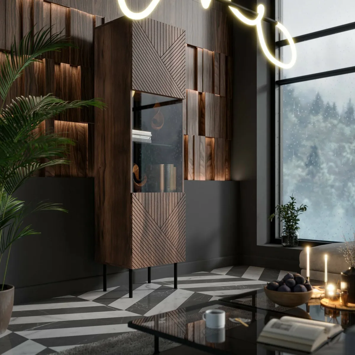 Vetrine > Dmora Mobile vetrina 50x40x187h cm noce - Triulzi Marrone Noce