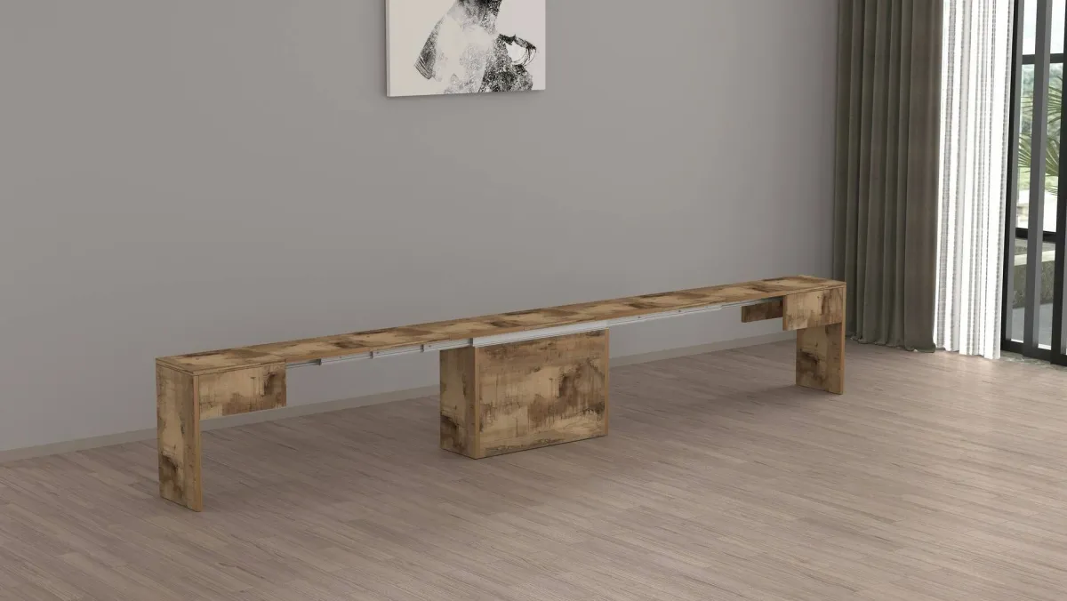 Panche > Dmora Panca allungabile acero 290x25x45h cm - Yutu Marrone Acero