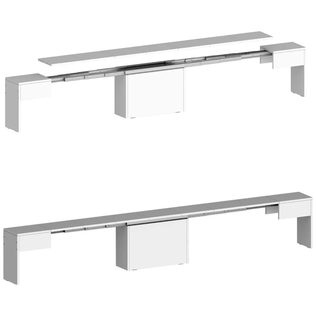 Panche > Dmora Panca allungabile bianca lucida 290x25x45h cm - Yutu Bianco Lucido