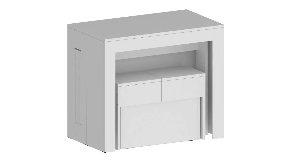 Panche > Dmora Panca allungabile bianca lucida 290x25x45h cm - Yutu Bianco Lucido