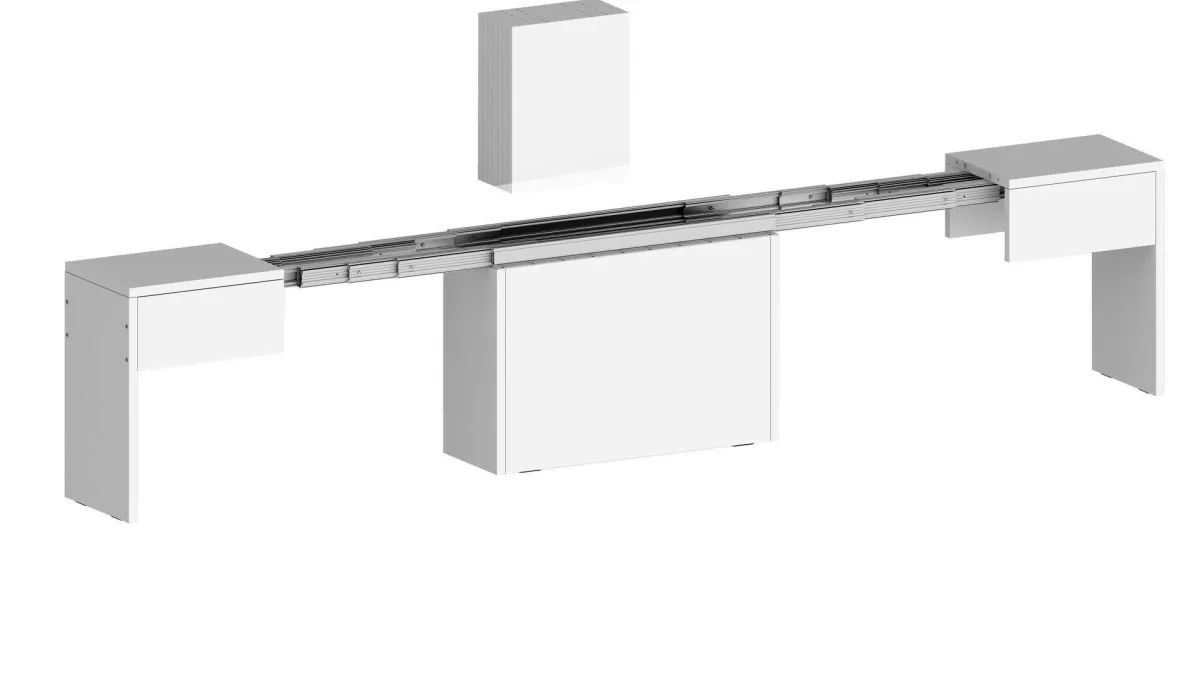 Panche > Dmora Panca allungabile bianca lucida 290x25x45h cm - Yutu Bianco Lucido
