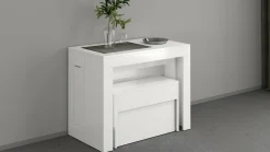 Panche > Dmora Panca allungabile bianca lucida 290x25x45h cm - Yutu Bianco Lucido