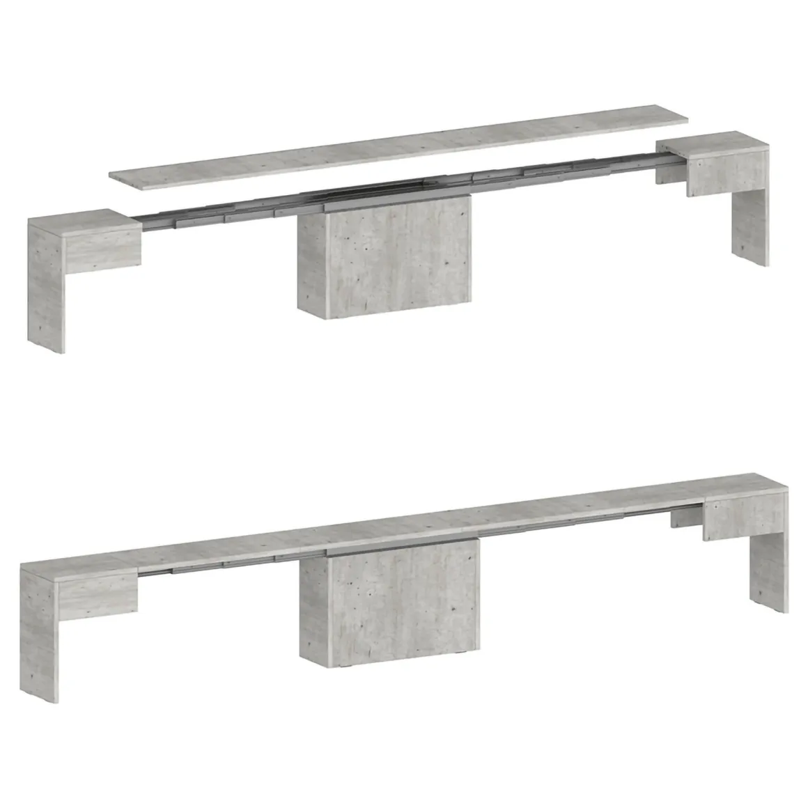 Panca allungabile cemento 290x25x45h cm - Quedan