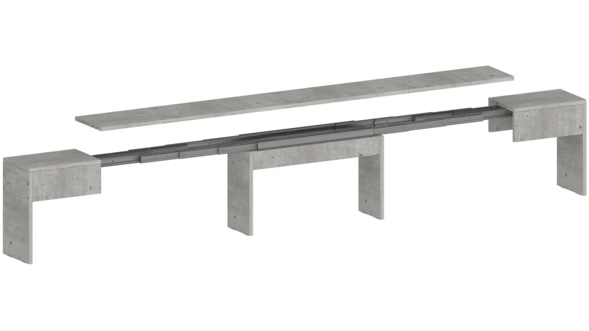 Panca allungabile cemento 290x25x45h cm - Quedan
