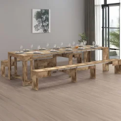 Panche > Dmora Panca allungabile effetto legno acero 290x25x45h cm - Quedan Marrone Acero
