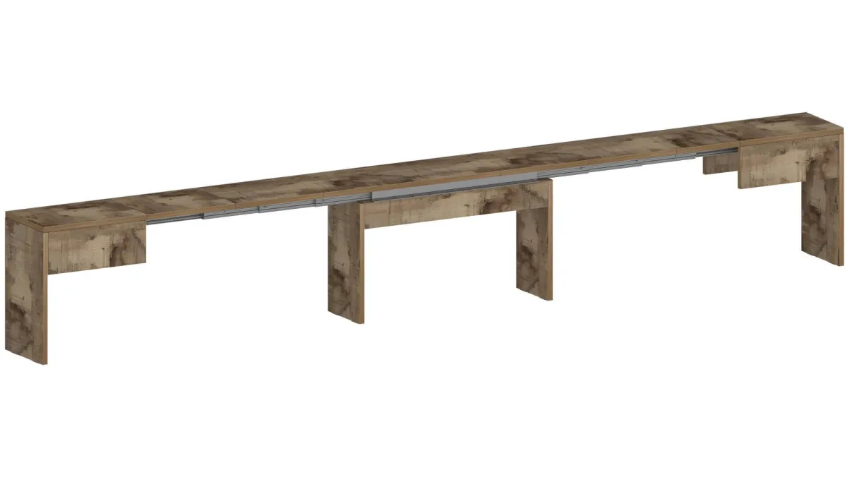 Panche > Dmora Panca allungabile effetto legno acero 290x25x45h cm - Quedan Marrone Acero