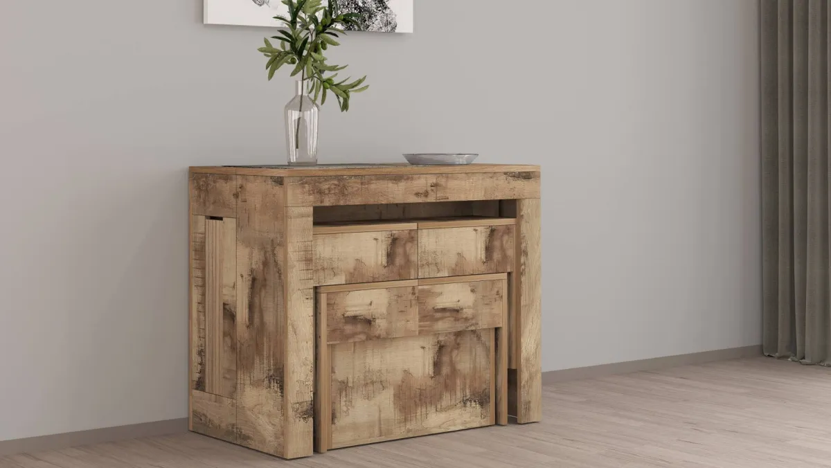 Panche > Dmora Panca allungabile effetto legno acero 290x25x45h cm - Quedan Marrone Acero