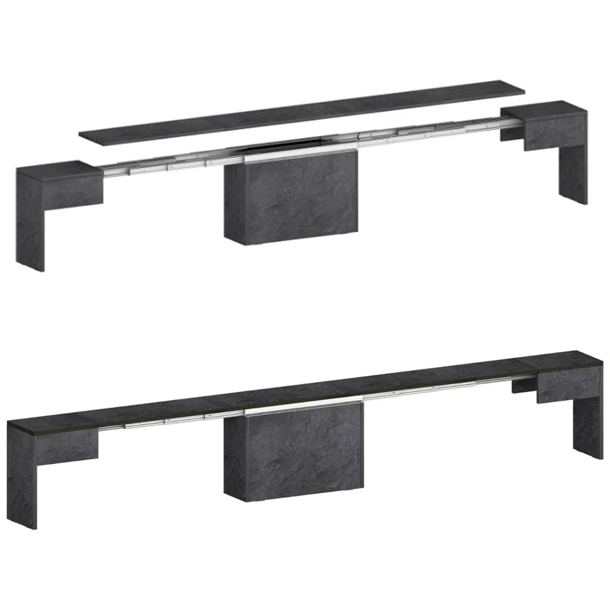 Panche > Dmora Panca ardesia estensibile 290x25x45h cm - Yutu Grigio Ardesia