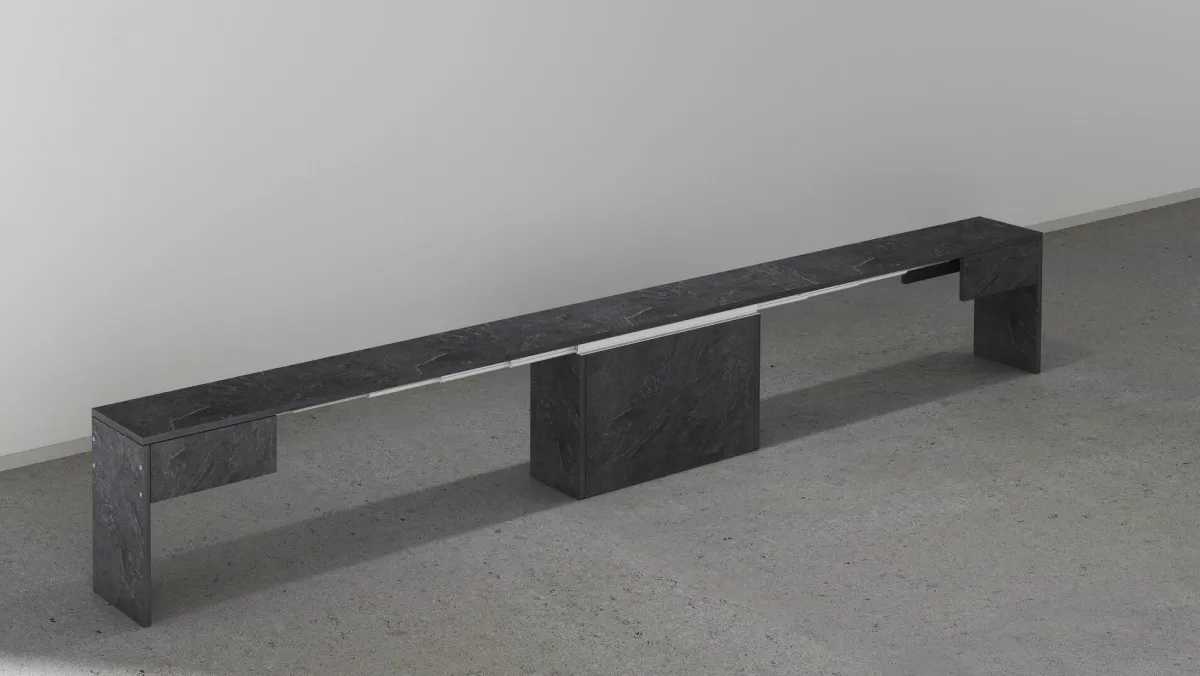 Panche > Dmora Panca ardesia estensibile 290x25x45h cm - Yutu Grigio Ardesia