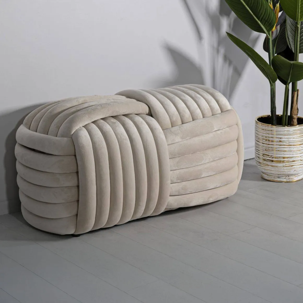 Panca design crema 90x45x45h cm - Calcea