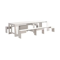 Panche > Dmora Panca estensibile bianca lucida 290x25x45h cm - Quedan Bianco Lucido