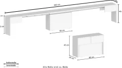 Panche > Dmora Panca estensibile bianca lucida 290x25x45h cm - Quedan Bianco Lucido