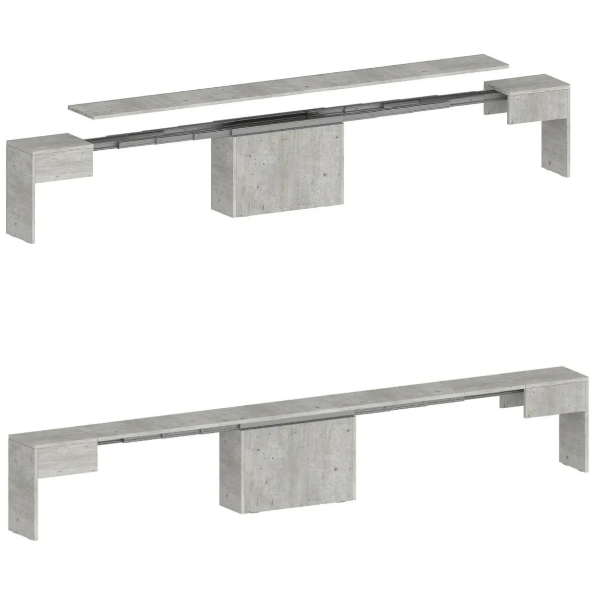 Panca estensibile cemento 290x25x45h cm - Yutu
