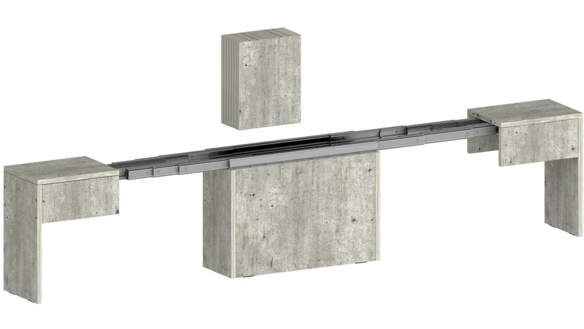 Panca estensibile cemento 290x25x45h cm - Yutu