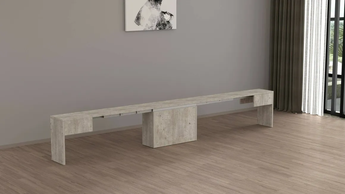 Panca estensibile cemento 290x25x45h cm - Yutu