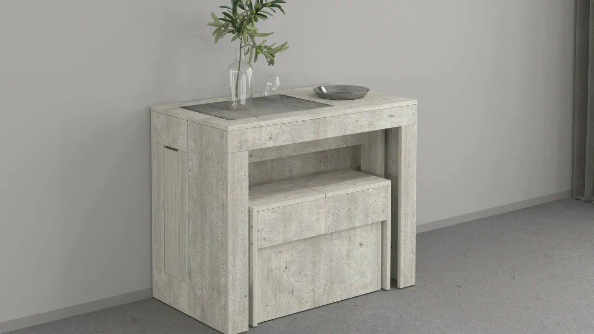 Panca estensibile cemento 290x25x45h cm - Yutu