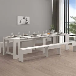 Panche > Dmora Panca estensibile da pranzo bianca lucida 290x25x45h cm - Quedan Bianco