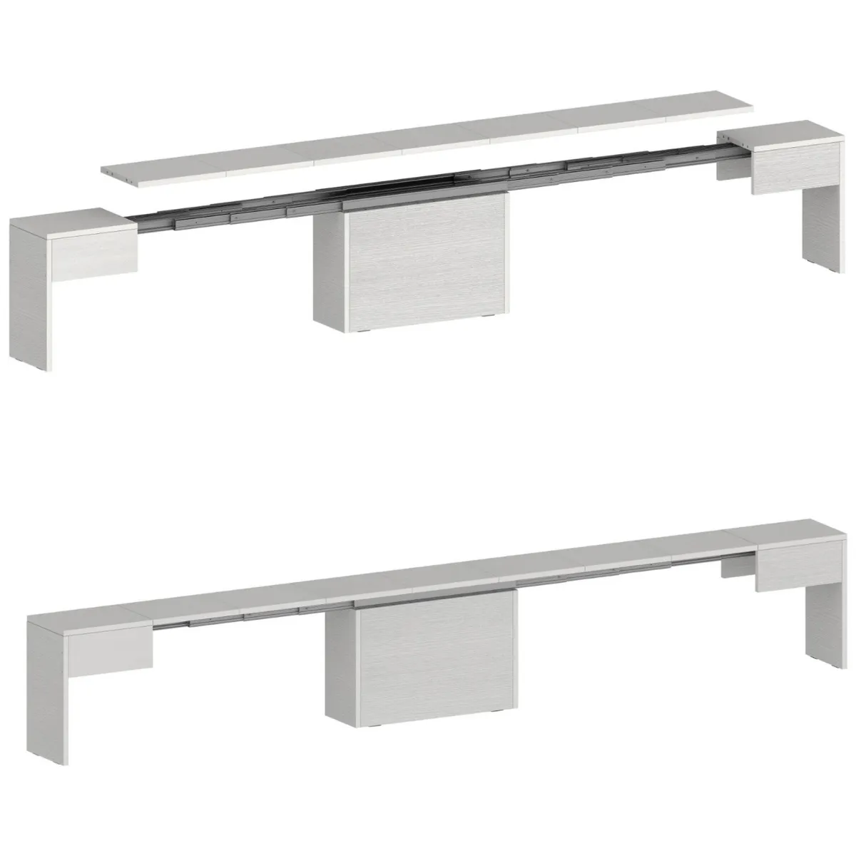 Panche > Dmora Panca estensibile da pranzo bianca lucida 290x25x45h cm - Quedan Bianco