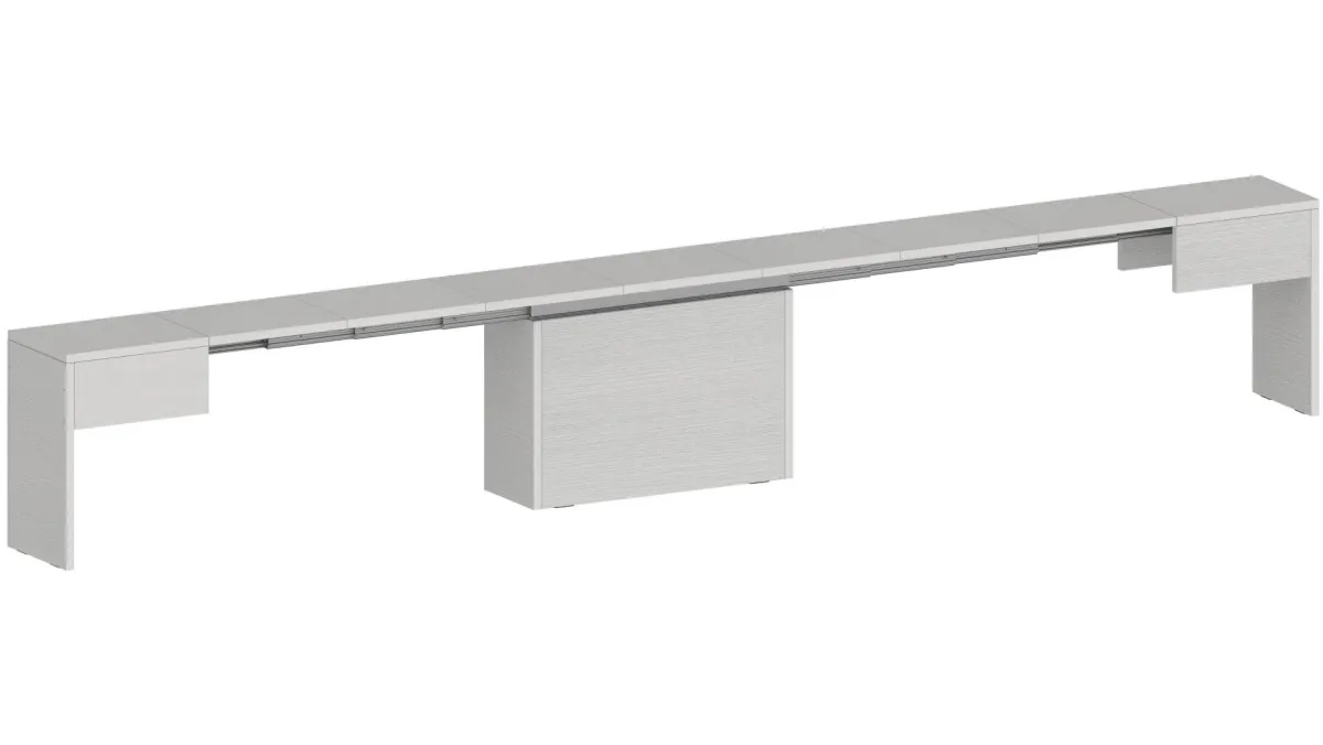 Panche > Dmora Panca estensibile da pranzo bianca lucida 290x25x45h cm - Quedan Bianco