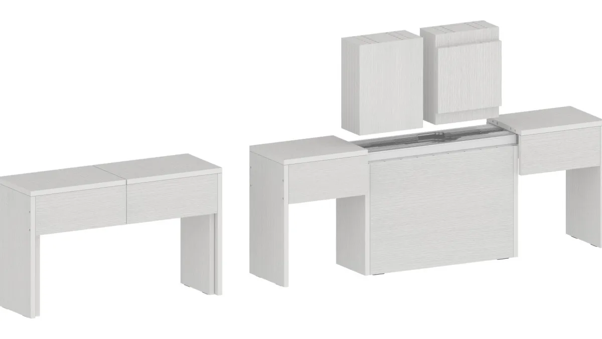 Panche > Dmora Panca estensibile da pranzo bianca lucida 290x25x45h cm - Quedan Bianco