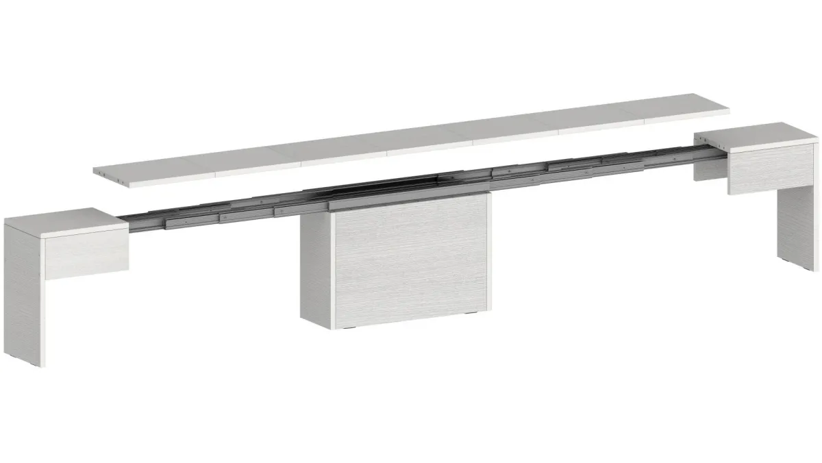 Panche > Dmora Panca estensibile da pranzo bianca lucida 290x25x45h cm - Quedan Bianco