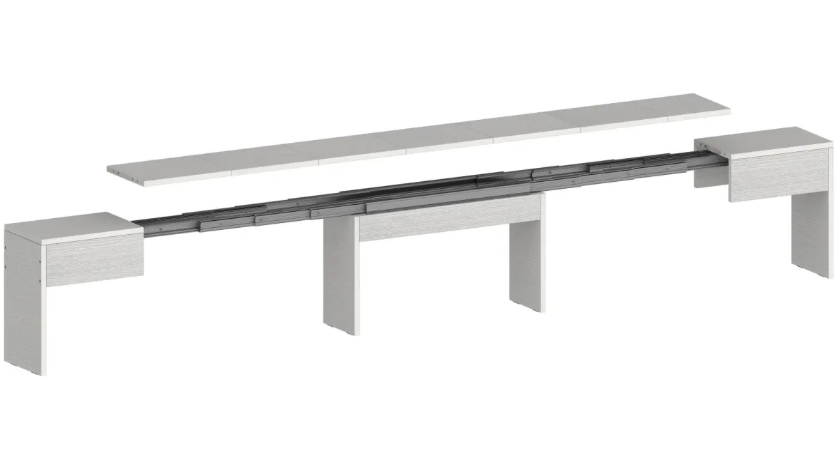 Panche > Dmora Panca estensibile da pranzo bianca lucida 290x25x45h cm - Quedan Bianco