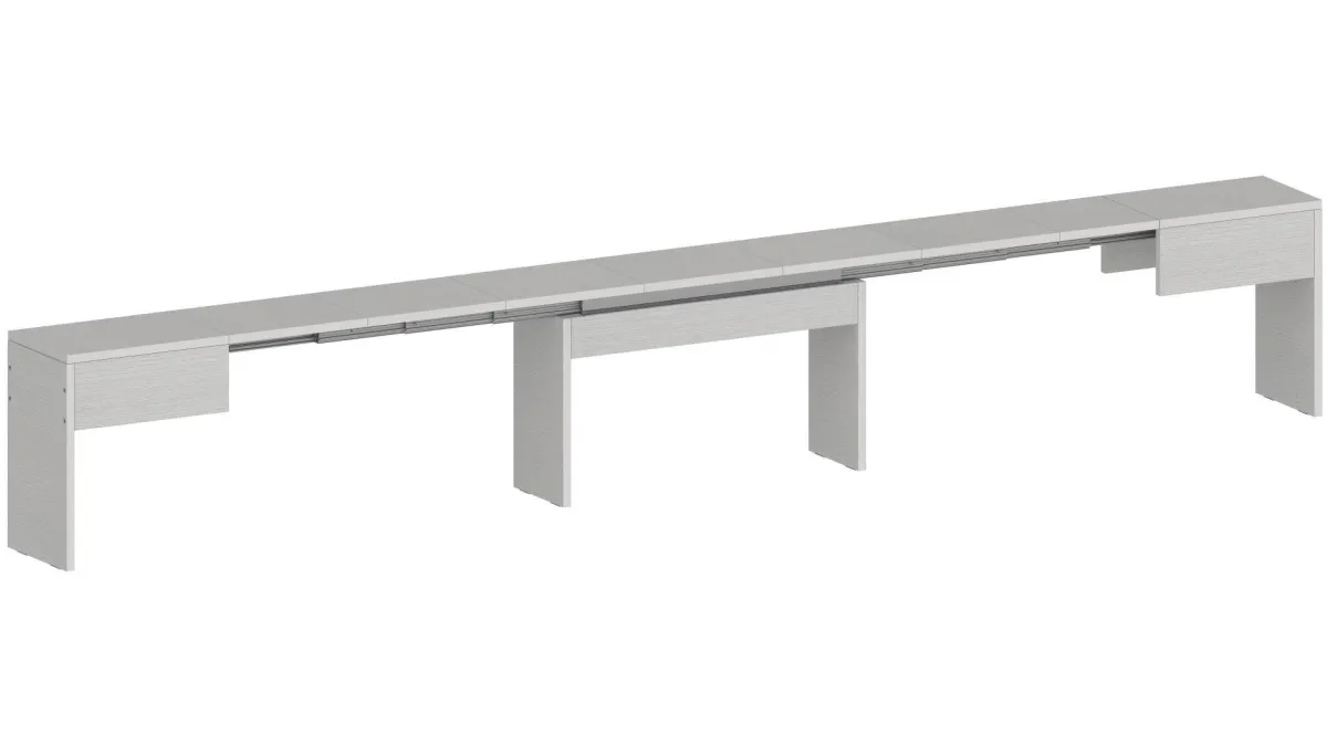 Panche > Dmora Panca estensibile da pranzo bianca lucida 290x25x45h cm - Quedan Bianco